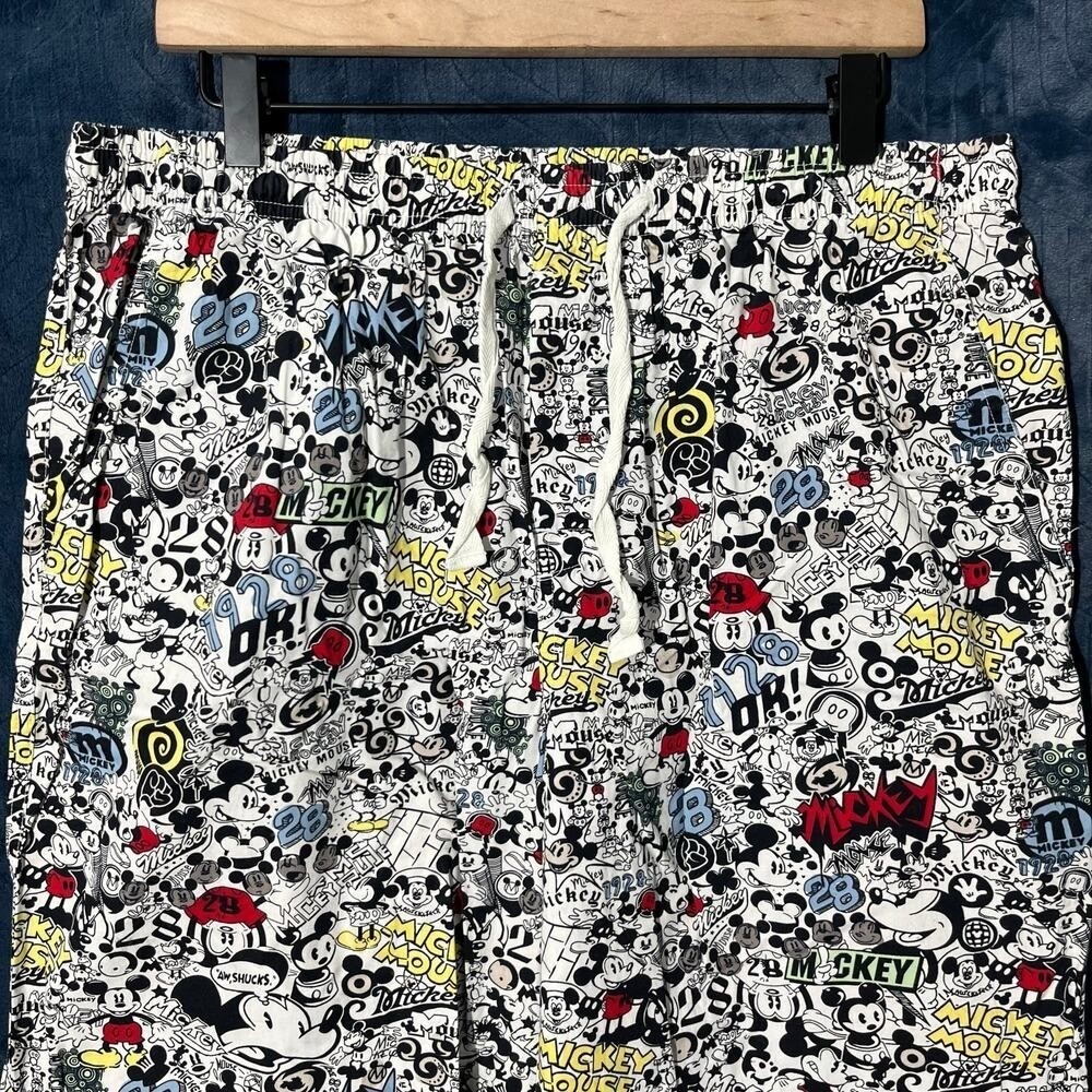Vintage Disney Parks Mickey Design Multi-Color Pajama Pants Drawstring‎ Womens L - Picture 2 of 7
